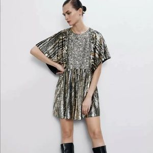 NWT Zara Sequin Mini Dress Kimono Sleeve SZ M
